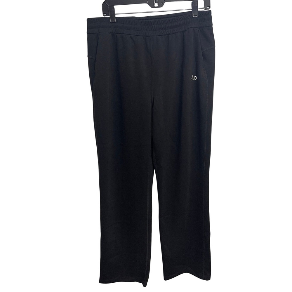 NWT Alo Black Performance Track Pants Straight Leg Athletic Training Size L